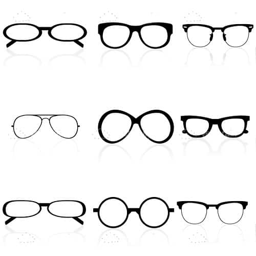 Set of Eye Glasses in Different Shapes and Styles